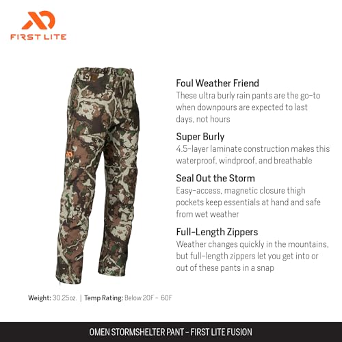 First Lite Men's Omen Stormshelter Pant - Waterproof Durable Camo Hunting Rain Pants2