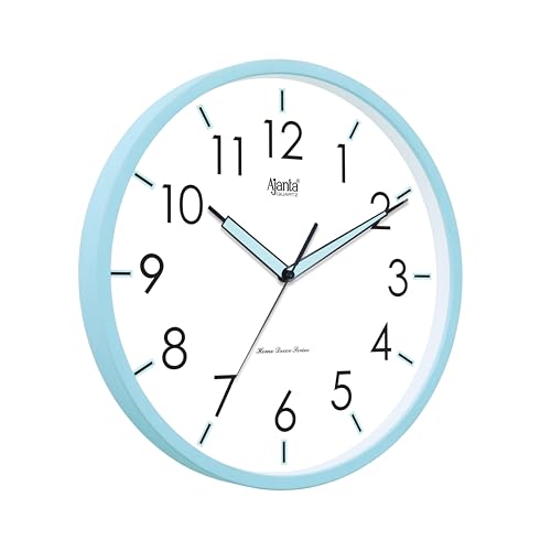 Image of Ajanta Home Decor Clock 12 Inch (302.5mm) Light Blue | Luxury Silent Sweep Wall Clock | Stylish Modern Design | Model 10067