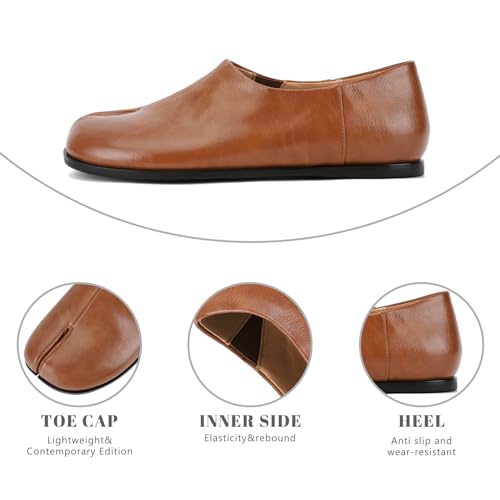 Image of UBWDU Split Toe Shoes Tabi Shoes Women Wide Width Round Toe Ballet Flats for Women