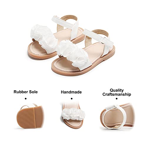 Felix & Flora Toddler Girl White Sandals Size 9 - Easter Flower Girl Dress Shoes Open Toe Little Kid Summer Flats #TOP5