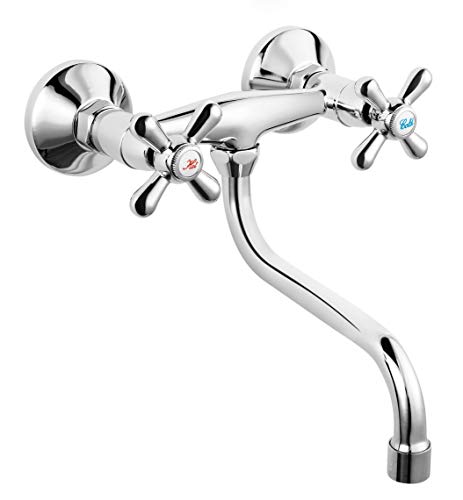 Saniworld Nostalgie Wandarmatur Armatur Wasser Wand Wandmontage Chrom Retro Zweigriffarmatur Cover