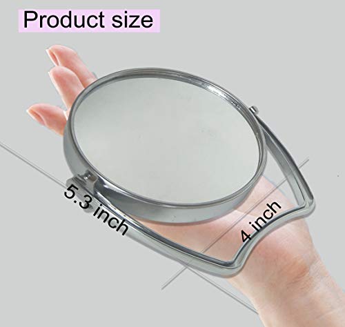 Wmugthome Two-Sided Portable Transparent & Round Makeup/Travel Mirror With 1X And 3X Magnification 4-In/6-In With Handle (Silver, 4Inch) #TOP4