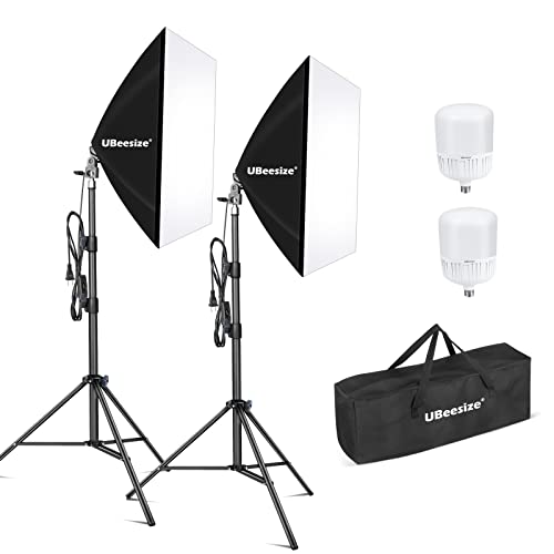 Image of UBeesize Softbox Lighting Kit, Professional Photography Lighting Kit with 2x27x20in Soft Box | 2X 40W 6500K E26 LED Bulb, Photo Studio Lights Equipment for Camera Shooting, Video Recording