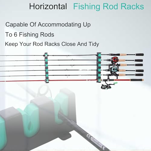 Fishing Rod Rack Holders Wall-Mounted Fishing Pole Holder & Rack, Fishing Pole Holders for Garage & Boat 6-Rod Storage Racks(Horizontal Green, 2 Pair) - Thumbnail 4