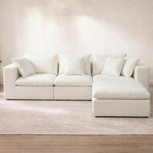 108'' Oversized Modular Sectional Sofa, Deep-Seat Cloud Couch, Boneless Sofa with Removable and Washable Covers, Sectional Couches for the Living Room/Apartment/Family Lounge