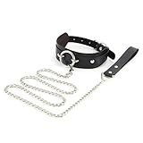 Aufordebatis Gothic Black Choker Necklace Wide Leather Collar with Detachable Slip Chains Leash for Halloween Punk Outfits Cosplay,Adjustable 16-20 Inches