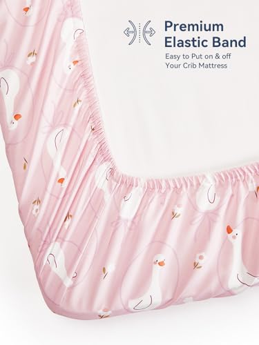 Image of TILLYOU Baby Crib Sheets for Boys Girls, Super Soft Toddler Bed Sheets, 2 Pack Sheets for Standard Crib Mattress 28x52in, Swan