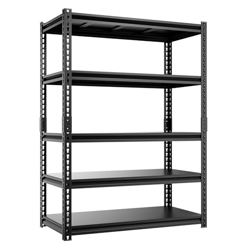 5-Tier-35-W-X-18-D-X-72-H-Garage-Shelving-2500LBS-Heavy-Duty-Shelving-Adjustable-Garage-Storage-Shelves-Metal-Shelving-Unit-Storage-Shelf-Industrial-Basement-Storage-Racks-Utility-Shelf 5-Tier 35" W X 18" D X 72" H Garage Shelving 2500LBS Heavy Duty Shelving Adjustable Garage Storage Shelves Metal Shelving Unit Storage Shelf Industrial Basement Storage Racks Utility Shelf - Image 1