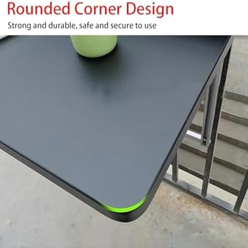 Adjustable Folding Balcony Table - Wall-Mounted Railing Table, 5-Way Height Adjustable, Space-Saving Design, 9cm Folded Width, Weatherproof for Patio & Deck Outdoor Use
