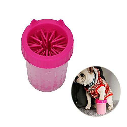 VariousHK Haustier Pfotenreiniger Haustier fuß Reinigung Tragbarer Hunde Pfote Reiniger Hunde Pfotenreiniger für Hunde Katzen Massage Pflege Schmutzige Klauen (3.9inches, rose-red) Cover