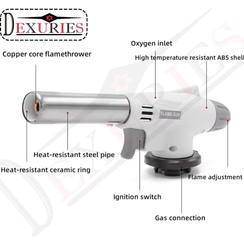 Image of DEXURIES Heavy Duty Automatic Butane Can Flame Gun Torch | Multipurpose Camping Gas Torch | Auto Ignition for Welding or Professional Work (Pack of 1) (Grey)