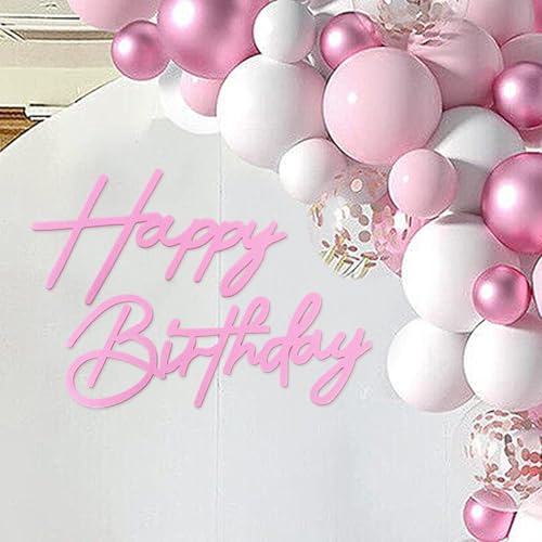 MASTRON Happy Birthday Sign for Backdrop - Felt Happy Birthday Letter Sign for Balloon Arch Birthday Party Balloon Arch Backdrop Decorations for Birthday Party Baby Shower - Pink