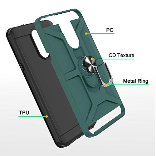Lg Stylo 4 Case, Lg Stylo 4 Phone Case With Hd Screen Protector, Atump 360°Rotation Ring Holder Kickstand [Work With Magnetic Car Mount] Pc+ Tpu Phone Case For Lg Stylo 4, Midnight Green #TOP2