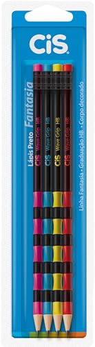 Lápis Grafite CIS Wave Grip HB, Blister com 4 unidades
