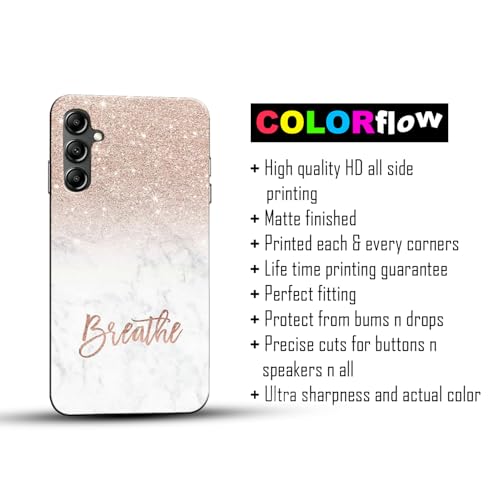 Image of COLORflow Back Cover Compatible with Samsung Galaxy A14 5G / 4G | (Best for Girls) Quotes (Breathe) Marble | Designer Printed Hard CASE Bumper Back Cover Compatible with Samsung Galaxy A14 5G / 4G
