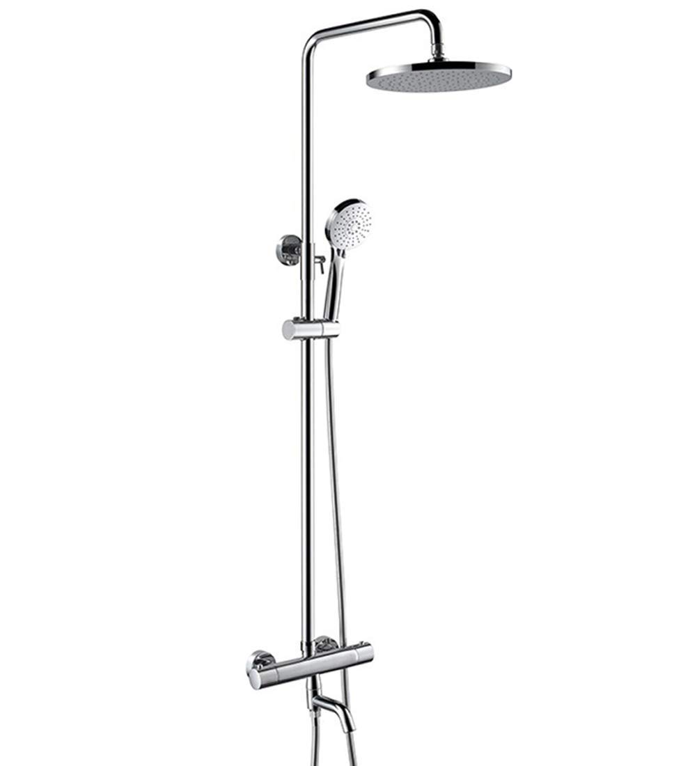 DFGHNBVC Shower Set Thermostatic Shower System With 8-Inch Rainfall Shower Head 3-Function Hand Shower Adjustable Slide Rail Polished Chrome Finish Chrome