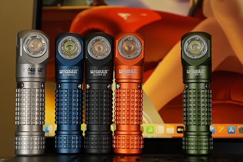 Image of Manker E03H III Rechargeable Headlamp Pocket Mini Flashlight with Clip - 90 Degree EDC Right Angle Flashlight with Headband and Magnet Tail (4000K CRI 519A, Orange)