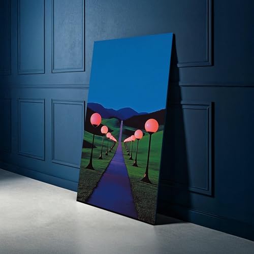 Toile chemin nocturne illuminé pour une décoration murale contemporaine apaisante