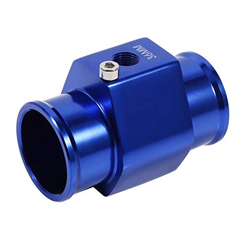 Adaptador de manguera de radiador de medidor de temperatura de tubería común de temperatura de agua azul de 36 mm