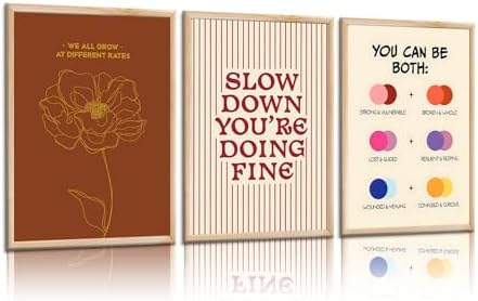 3 pcs Growth Mindset Wall Art Modern Minimalist Inspirational pai...