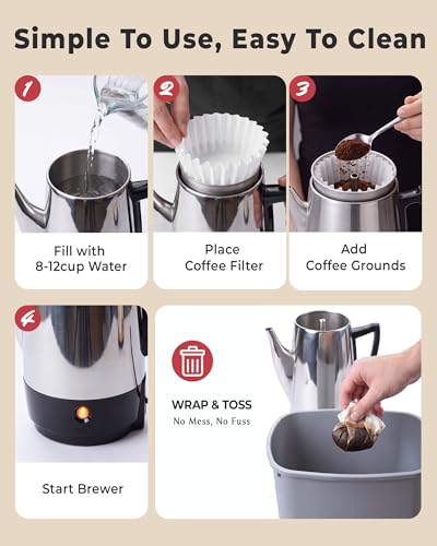 Image of Percolator Coffee Filters 8-12 Cup, for Farberware, 100 Count | Precision-sized for Secure Fit, 100% Canadian Wood Pulp, Strong, Tear-Resistant & Easy to Use