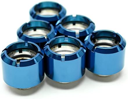 Monsoon G1/4" to 1/2" ID, 5/8" OD Hardline Economy V2 Compression Fitting (for Use with Monsoon Rigid Tubing Only), Blue, 6-Pack