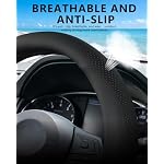 Flat Bottom Steering Wheel Cover for Nissan Rogue 2017-2026, Anti-Slip, Breathable, Heat Resistant Comfort Grip (Black, D-Shaped) - Image 5