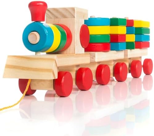 all Kids United® Holz-Eisenbahn für Kinder ab 1 Jahr - Sortierspielzeug | Sortier-Holzzug aus Kiefernholz – fördert Feinmotorik & Konzentration – Farben platzen nicht ab