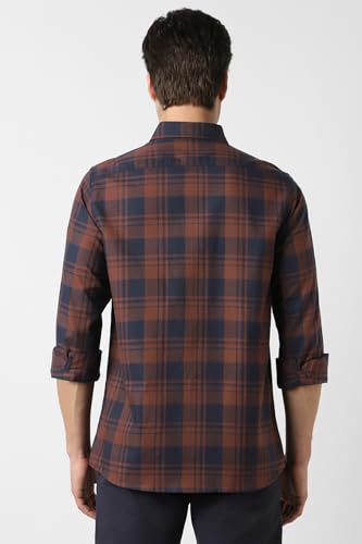 Image of Peter England Men's Checkered Cotton Shirt | Smart Casual | Full Sleeves