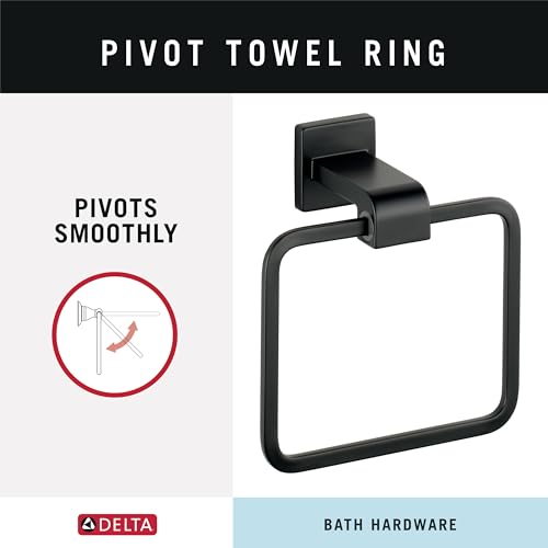 Image of Delta Hand Towel Holder | Square Matte Black Ring for Hanging Towels in Kitchen, Bathroom | Ara Accessories