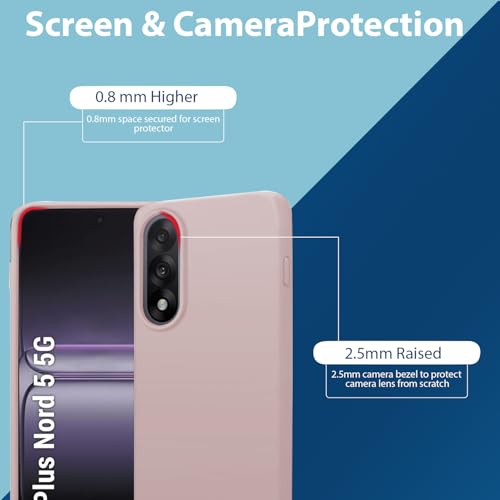 Image of LIRAMARK Liquid Silicone Soft Back Cover Case for OnePlus Nord 5 5G| Soft Micro-Fibre Lining Inside | Camera Protection Bump (Pink)