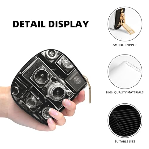 Vintage Camera Credit Card Holder Wallet, Leather Zipper Card Wallet For Women Ladies Rfid Blocking Card Case Small Coin Purse Accordion Wallet Gift4