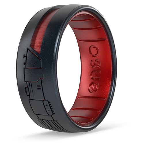 Enso Rings Star Wars Lightsaber DualTone Silicone Rings - Lightsaber-Inspired Rings - Comfortable Contour Fit - Darth Vaders Lightsaber - Black Pearl/Ruby - Size 11