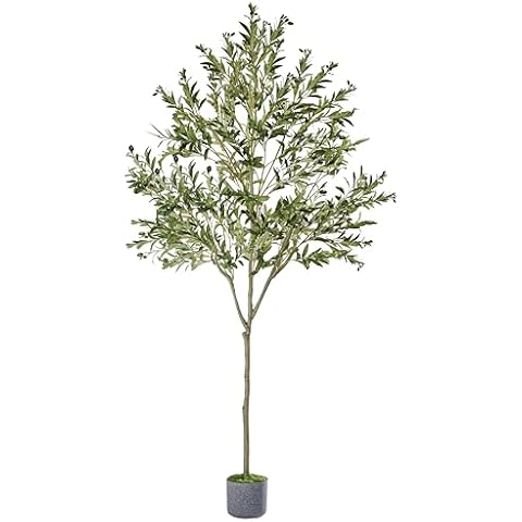 FLOWERGIRR Artificial Olive Tree, 6ft Tall Faux Olive Tree for Indoor with Realistic Olive Tree Branches and Lifelike Fruits, Fake Olive Tree for Modern Home Office Living Room Bathroom Decor Indoor Cover