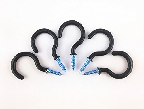 Yueton 50Pcs Vinyl Coated Screw-In Ceiling Hooks Cup Hooks (Black) #TOP1