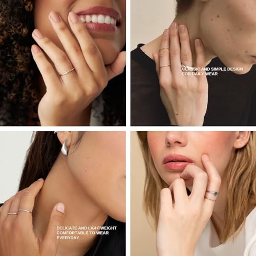 Image of NOKMIT 1mm 14K Gold Filled Rings for Women Girls Thin Gold Ring Dainty Cute Stacking Stackable Thumb Pinky Band Non Tarnish Comfort Fit Size 4 to 11 1PC /2PCS /3PCS