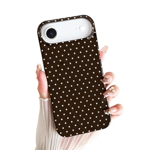 Yeddabox for iPhone 17 Air Case Cute Polka Dot Phone Case Soft TPU Slim Shockproof Phone Cover for Women Girls,Brown
