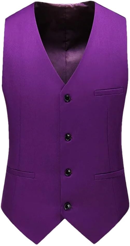 Men's Solid Color Casual V-Neck Single Breasted Simple Multicolor Wedding Suit Vest