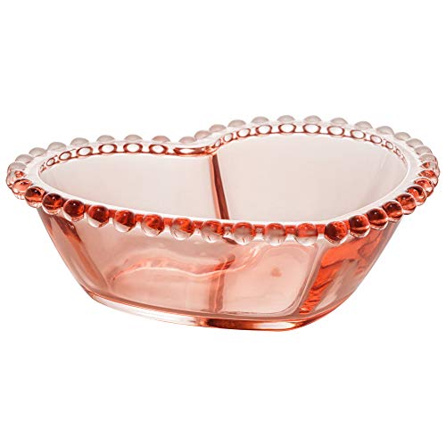 Conjunto 4 Bowls de Cristal Coração Pearl Rosa 13cm x 10,5cm x 4cm - Wolff
