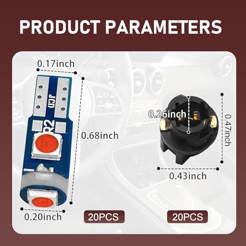 20 Piezas de Bombillas LED T5 para Tablero Rojo miniatura 2