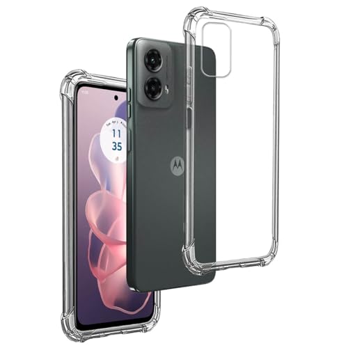REY Funda Anti-Shock Gel Transparente para Motorola Moto G 5G 2024, Ultra Fina 0,33mm, Esquinas Reforzadas, Silicona TPU de Alta Resistencia y Flexibilidad