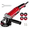 AVID POWER Angle Grinder 4-1/2 Inch 8.0 Amp 1000W Electric Grinder Tool 7-Variable-Speed Metal Grinder, 11,500 RPM, Paddle Switch with Lock-on Button, Cutting & Grinding Wheels and Side Handle – Red