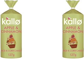 Kallo Apple & Cinnamon Wholegrain Rice & Corn Cakes, 127 g (Pack of 2)