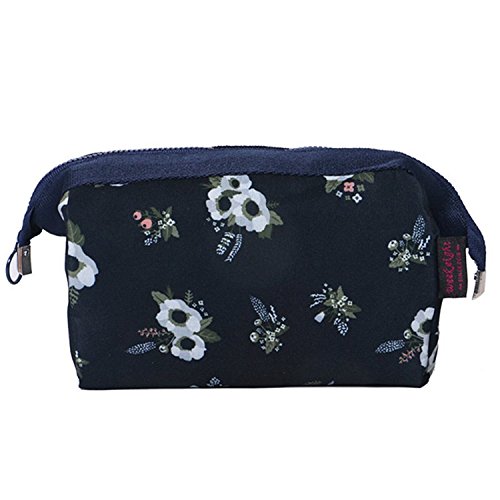 Ac.y.c Pen bag Cosmetic Bags Makeup Brush Pouch Toiletry Travel Kit Hangbag Organizer for Girl Women Travel Accessories (Dark Blue Flower)
