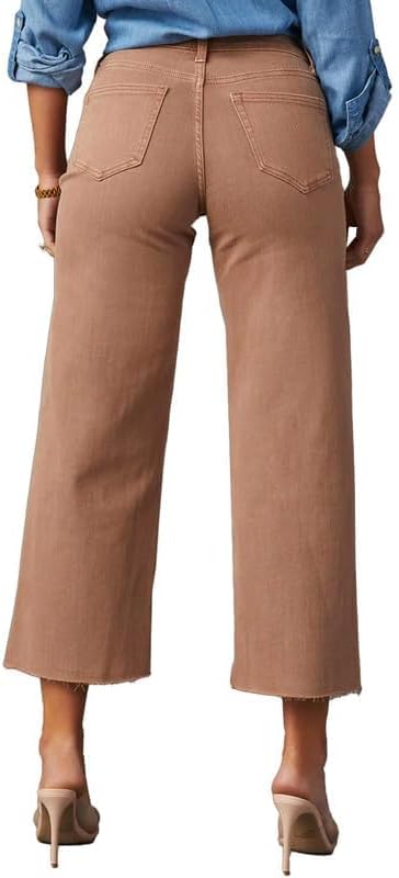 Allimy Womens High Waisted Capri Pants Wide Leg Pants Woman Cropped Jeans Baggy Barrel Jeans for Women Trendy Rust Size 12 - Image 2