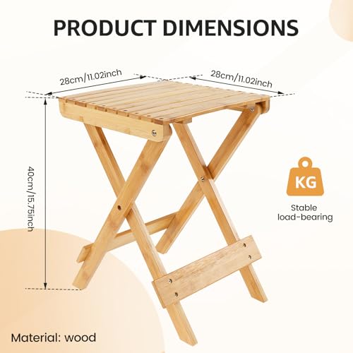 Table basse pliante en bois noble, sellette chic et compacte d'intérieur - 3