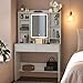 Price comparison product image VASAGLE KAILYN Collection - Dressing Table with LED Lights, 3 Colours, Vanity Desk with Mirror, Vanity Table with 2 Drawers, Makeup Desk, Modern, White RDT123W01
