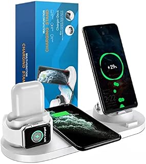 Wireless Charger Stand, 3rd Generation 6 in 1 Wireless Charging Station for Apple Watch & AirPods, All in One Charging Dock Compatible with iPhone 12/12 Pro/12 Pro Max/11/11 Pro Max/Samsung