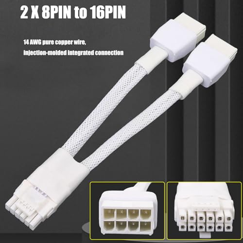 Cable 12VHPWR 8 pines a 16 pines blanco soluciona gestión de cables GPU 600W 6