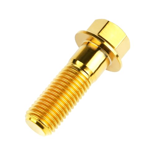 Image of Titanium Bolt M12 30 35 40 45 50 55 60 65 70 75 80 85 90mm Hex Small Flange Head for Motorcycle Car Modification Pack of 4 (M12x35mm Pitch 1.25, Gold)